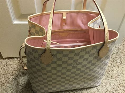 louis vuitton neverfull in damier azur with rose ballerine interior|Louis Vuitton Neverfull MM Damier Azur .